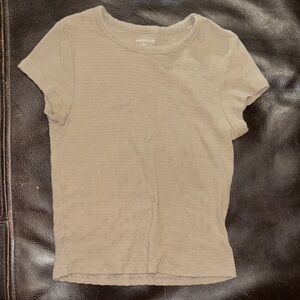 American Eagle Outfitters Beige Ribbed Tee